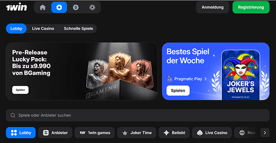 Gehen Sie zu 1win und registrieren Sie sich.