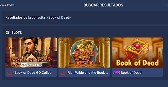 Encuentra Book of Dead en 1xBet