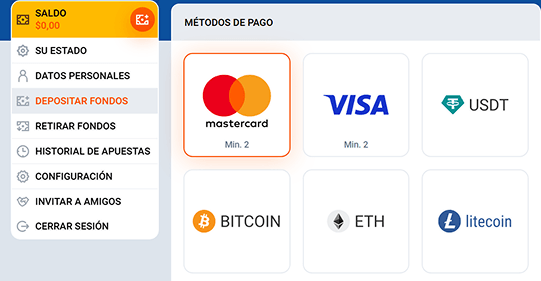 Haz un depósito en Mostbet