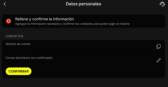 Verifica tu cuenta de Parimatch